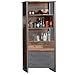 Produktbild trendteam smart living - Prime - Kommode - Grau Matt/Eiche - Stauraumregal mit 3 offenen Fächern, 1 Klappe und 2 Schubladen - (BxHxT) 89 x 212 x 42 cm - Standregal mit antikfarbenen Griffen