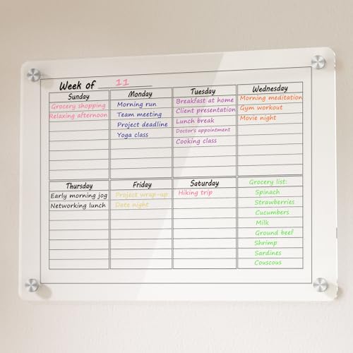 Neatsure Acrylic Weekly Calendar Whiteboard for...