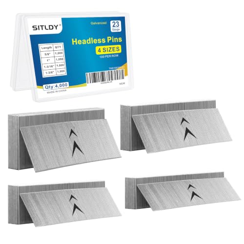 SITLDY 23GA Galvanized Headless Pinner Nails 4 Assorted Sizes 4000 Count