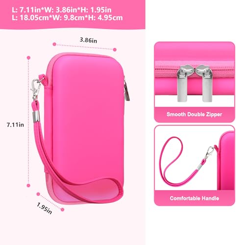 Supmay Carrying Case Compatible with WELLST·G/ for GuaiyeyeAP Handheld Game for Kids -Preloaded 220 Retro Video Games, Portable Gaming Player Storage Holder Travel Bag with Mesh Pocket, Rose red