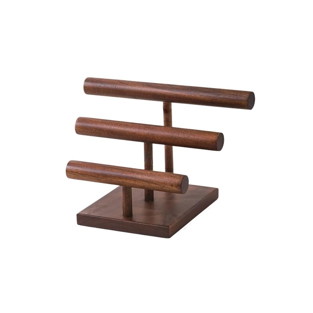 CJHFR472SG Jewelry Organizer Stands Walnut Wood Jewelry Display Stand Three Layers Necklace Bracelet Holder Organizer Jewelry Display Stand(Small)