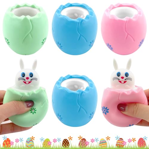 Lets Joy 6PCS Boule Anti Stress de Paques, Lapin Balles Anti-Stress, Boule Anti Stress Oeuf de Paques, Balle Sensorielle Stress, Chauve-Souris Anti-Stress pour Enfants, Cadeau de Fête Paques