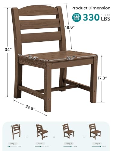 Image of SERWALL Outdoor HDPE Armless Dining Chairs Set of 2,All-Weather Use,Brown