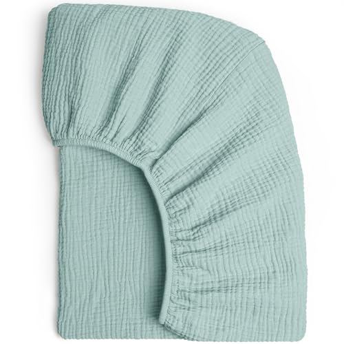 Image of Lulumoon Muslin Mini Crib Sheets - Pack n Play Sheets Fitted for Baby - 24"x 38" Green