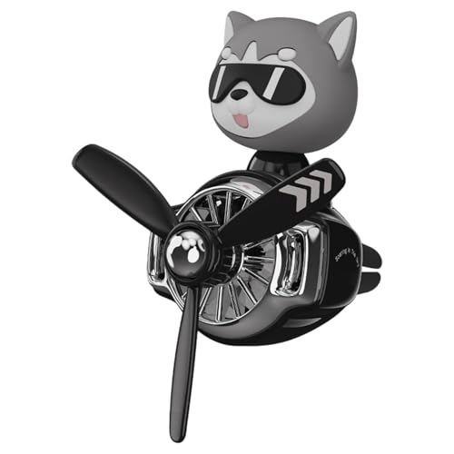 ヘリコプター車用芳香剤、車用芳香剤 - かわいい車用アロマセラピー犬パイロット - 車用空気清浄機、すべての車用小型再利用可能なアロマセラピーディフューザー首を振る小型飛行機車のアロマセラピーアウトレット香水車の装飾装飾品回転ファンの香り