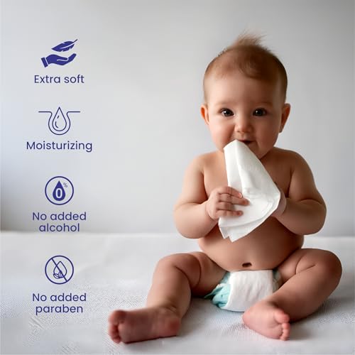 Image of Baby Wet Wipes - 60 Wipes Travel Packs (10 x 6 Packs) | Fragrance-Free, Alcohol-Free & Hypoallergenic | Extra Thick, Moisturizing & Gentle on Sensitive Baby Skin