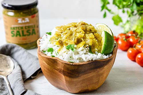 Authentic Roasted New Mexico Hatch Chile Salsa By Zia Green Chile Company - Delicious Flame-Roasted, Peeled & Diced Southwestern Certified Green Peppers - Vegan & Gluten-Free (HOT HEAT LEVEL)
