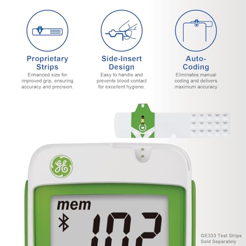GE333 Blood Glucose Monitoring System | Glucometer | Auto Coding | 5-Second Results | Bluetooth Rightest Care App Connection | Easy-to-Read Display - Image 4