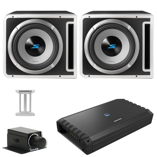 Image of Alpine (2 S2-SB12V 12" Halo S-Series Preloaded Subwoofer Ported Enclosure S2-A120M Mono Amp and Rux Bundle
