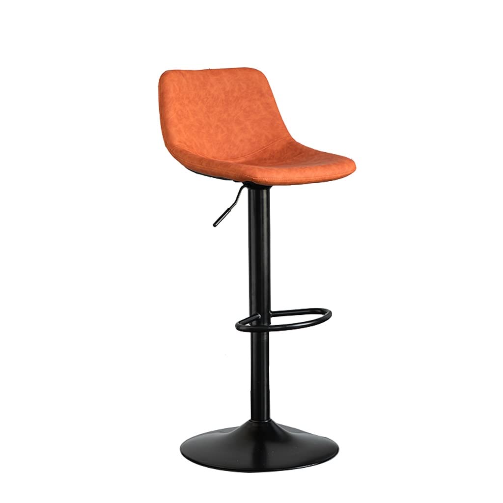 Nff Bar Stool, Rotatable And Liftable Modern Bar Chair, Leather Upholstered Seat, Kitchen High Stool With Footrest And Backrest, Bearing 150kg (Color : K)