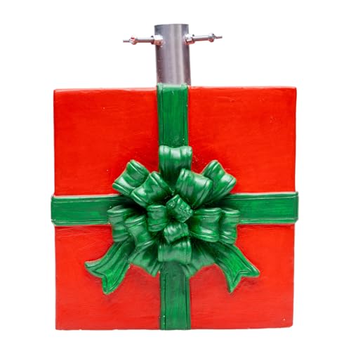 Nataland Base Pacco Regalo per Albero di Natale Dipinta A Mano, Supporto Decorativo Robusto e Stabile Alto 27 Cm con Aggancio Universale per Alberi Fino A 210 cm