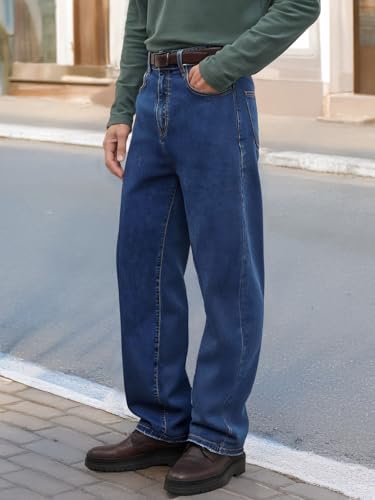 Men's Baggy Jeans Wide Leg Denim Pants - Relaxed Fit, Straight Leg, Stretch Comfort with Oversized Back Pockets4