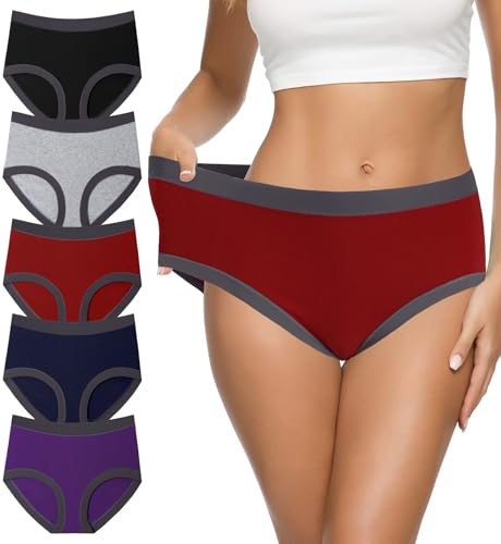 Image of Eiggam Women's Cotton Bikini Panties,High-Cut Full Coverage Stretch Cool Underwear for Women