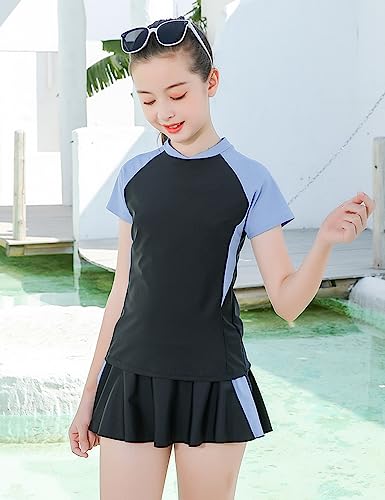 KORADI Girls Swimsuits Rash Guard Swim Set Kids Two-Piece Bathing Suits Teen Swimwear Beach Shorts Sun Protection Swim Shirts3