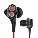 UiiSii T8 in-Ear Earbuds Headphones Dual Dynamic Drivers Earphones with Mic Strong Bass and Noise Reduction Volume Control Headset for Smartphones Computer PC Tablet(Black/Red)