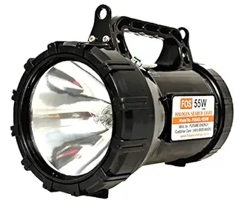 FOS Army Search Light 55W Halogen (Warm White 2700K) Heavy Duty Rechargeable Hand Held Torch, Abs, 1600 Lumen