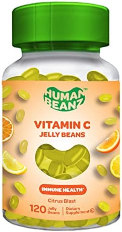 Human Beanz Vitamin C Jelly Bean Gummies for Adults, Immune Support Dietary Supplements, Vegetarian, 120 Citrus Blast Jelly Beans, Kosher