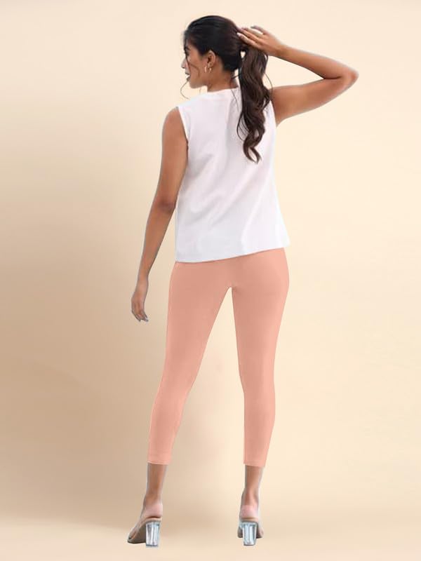 Image of TRENDMALLS Women's Microfiber Elastane Stretch Soft Cropped Leggings with Ultrasoft Waistband for Women