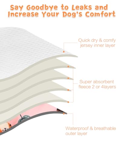 Image of CuteBone Washable Female Dog Diapers 4 Pack Reusable Doggie Heat Diapers for Period FMG07XL