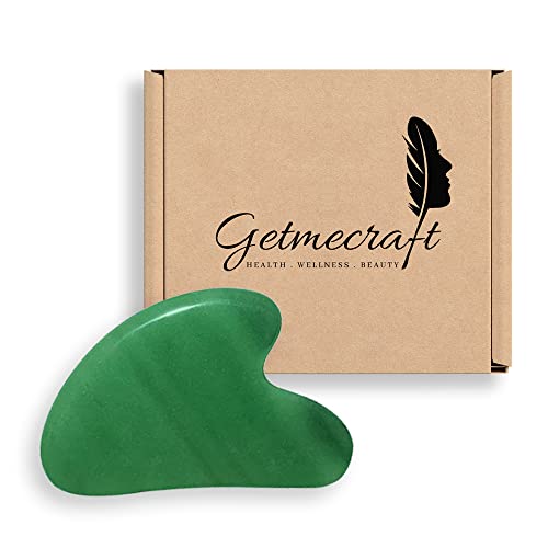 Getmecraft Gua Sha Tool, Nature Jade Stone Guasha Massage Tool for Scraping Facial and SPA Acupuncture Therapy – Heart Shape Jade Trigger Point Treatment on Face