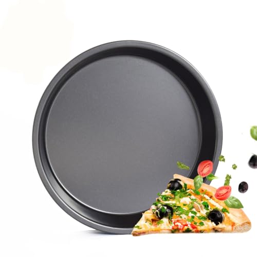 AKOAK 8 Pizza Pan Non-Stick Pizza Pan Round Pizza Pan for Oven Reusable Heavy Duty Carbon Steel Pizza Pan Black