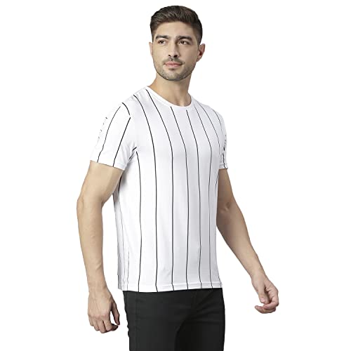 Image of Dennis Lingo Men's Pure Cotton Striped Half Sleeves Casual T-Shirt