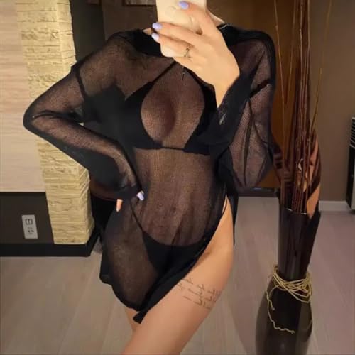 Image of Beautiful Nomad Women's Crochet Cover Ups for Swimwear Bathing Suit Sheer Mesh Beach Tops Swimsuit Vacation Outfits