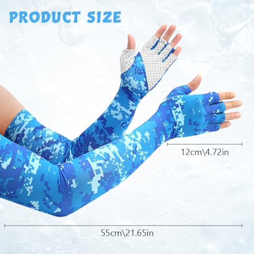 Image of PALAY Arm Sleeves UV with Compression & Cooling Effect, UV Protection Gloved Arm Sleeves for Men & Women Cycling Ice Arm Sleeve Fingerless Sun Compressionm for Golf, Baseball, Basketball
