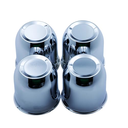 4 Push Chrome Wheel Center Caps for Trailer Wheel Rims 3.25 Center Bore