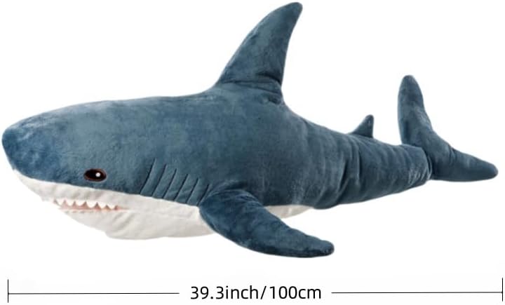 39.3 Inch Giant Shark Plush Stuffed Animal Toy Soft Plush Pillow Shark Stuffed Sea Animals for Boy's and Girl's Room Sofa Decoration and Holiday Birthday Gift - Image 2