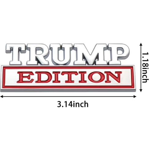 Image of 2 Pcs Trump Edition Emblem Trump Car Decal 2024 Trump Stickers 3D Metal Trump Decals for Universal Vehicle, Car Door, Truck, RV, SUV, Trunk, Motorcycle (Silver Red)
