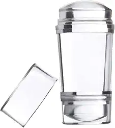 Carimbo De Unha Em Acrílico Para Fazer Francesinha com 2 Taptes Silicone Para Pedicure Manicure com 2 Tapetes Com Desenhos Diferentes (Transparente)