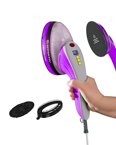 Plancha Vertical Vapor EFFEKTIV, 1800W, 3 en 1 Vapor Vertical Premium, Plancha Ropa con Suela Cerámica, Cepillo de Vapor, Depósito 250ml, Vapor Continuo 750mg/sec, Pantalla led, Autoapagado, Cable 3m