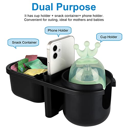 Image of Accmor Stroller Cup Holder with Tray, Universal Cup Holder Tray for Uppababy Nuna Doona Strollers, Bottle Drinks Holder for Stroller, Wheelchair, Walker