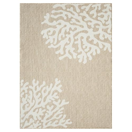 Tapete de exterior LR Home coral beige 5 x 7 pies miniatura 3
