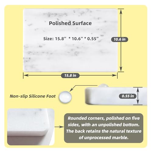 Tabla de mármol blanca rectangular 40x27 cm con pies antideslizantes miniatura 4