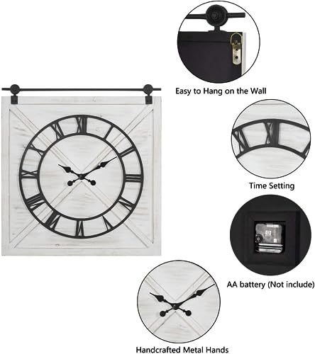 Reloj de pared grande FLORA estilo rústico 29.5" x 27" miniatura 4