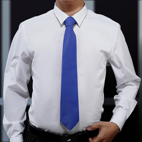 Image of KOOELLE Men's Ties Solid Pure Color Plain Formal Royal Blue Ties For Men