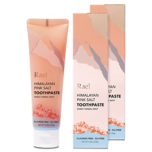 Rael Toothpaste For Sensitive Teeth - Fluoride Free Toothpaste, Himalayan Pink Salt, Sweet Mint Flavor, Clean Ingredients, Fresh Breath, Oral Care, Cruelty Free (2 Pack, Tube) #TOP21