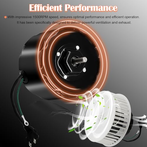 Image of Hiorucet JA2C028G Fan Motor & 5901A000 Blower Wheel for Broan Nutone Bathroom Exhaust Fan Replacement Parts, S23405SER, 23405SER, JA2C028-1, 23405, QT9093WH, QT80, QT100L, QT110 3.3 inch Diameter Motor.