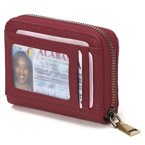 Image of GAEKEAO Credit Card Holder Wallet for Women RFID Blocking Small Genuine Leather Card Case with Coin Pocket ID Window