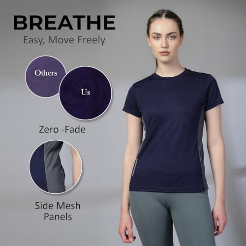 Image of CHKOKKO Gym Tshirt for Women Workout Dry Fit t Shirt Sports Tshirt Lightweight Round Neck Breathable Half Sleeve Activewear Mesh Running Yoga Tops for Woman