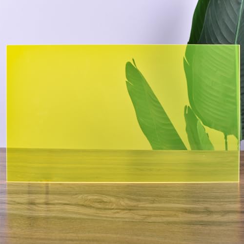 Image of 6 PCS Transparent Fluorescent Yellow Cast Acrylic Sheets 8 inch x 12 inch x 0.118 inch, Plexiglass Plastic Sheet for Laser Cutting, Engraving Signs, DIY Projects.