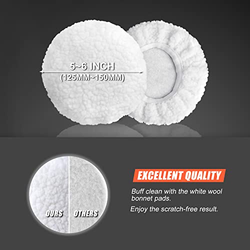 6 Inch Car Polishing & Buffing Sponge Pads Kit Wool Bonnet Pads for Household Electric Drill and Auto Polisher with 8mm M14 Drill Adapter for Washing Cleaning Waxing Dusting, 11PCS - Image 5