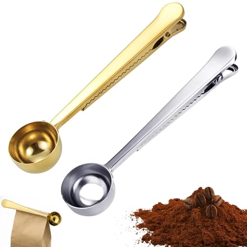 La mejor comparación de Cuchara para cafe disponible en línea. 48 Cuchara Medidora Cafe, 2 Unidades Con Clip Para Bolsas, Cuchara De Café De Acero Inoxidable, Muy Adecuada Para Medir Polvo De Café, Granos De Café, Té, Especias, Azúcar,...