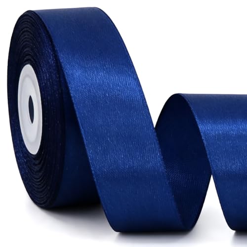 TONIFUL 1 Inch x 25 Yards Navy Blue Satin Ribbon Gift Wrapping Ribbon