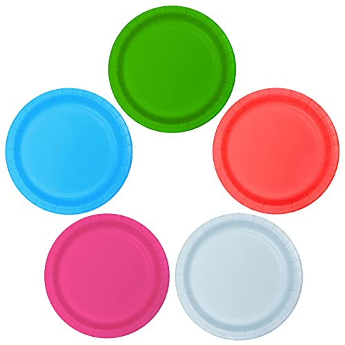 Vajilla biodegradable de Cumpleaños 50 Platos de Colores. Set de Platos para Fiestas, Reuniones, Camping, Picnic y Manualidades. Juego de Platos de Colores para Cumpleaños. Vajillas Ecológicas Cover