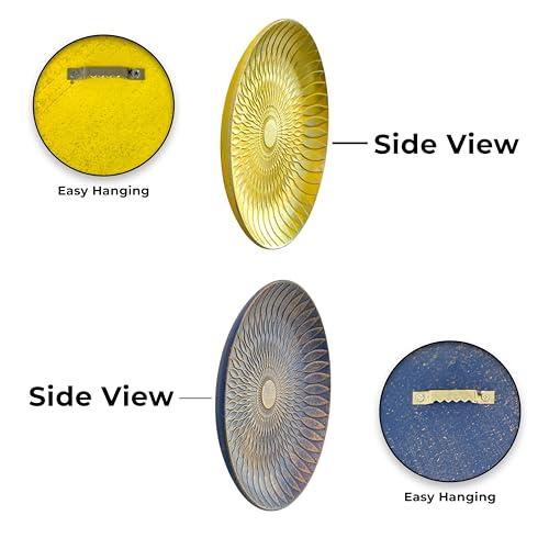 Image of Art Street Set of 4 MDF Decorative,Wall Hanging Plates for Home,Living Room,Hotel Bedroom And Office Decor Show Pieces (Blue & Yellow, Size 8 x 8 Inch)