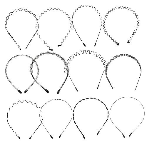 Invisible Sports Hair Hoops 12pcs for Men and Women Wave Design Adjustable Headbands for Face Washing and Makeup Practical Unisex Hairbands