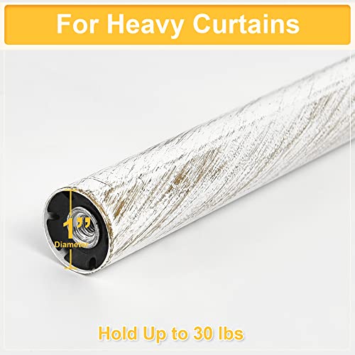 RYB HOME Long Curtain Rod for Sliding Glass Door, 1 inch Inner Diameter Single Window Drape Rod with Mount Brackets Telescoping Ivy Ball Finals for Bedroom,Living Room, White, 72 to 144 Inch